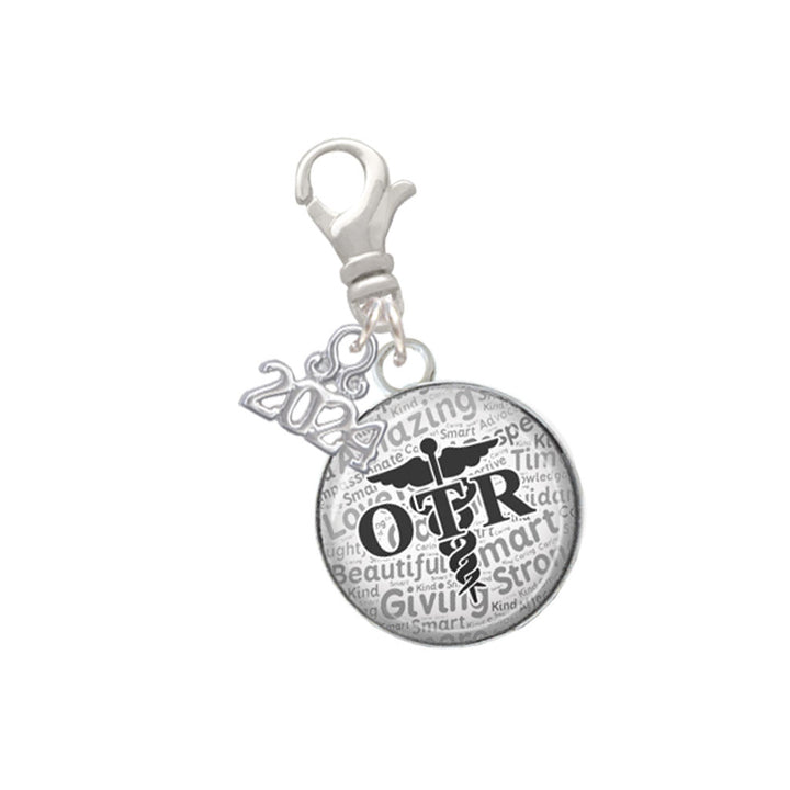 Delight Jewelry Silvertone Domed OTR Clip on Charm with Year 2024 Image 1