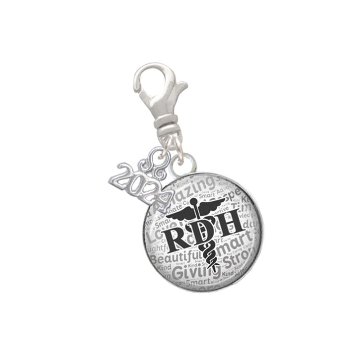 Delight Jewelry Silvertone Domed RDH Clip on Charm with Year 2024 Image 1