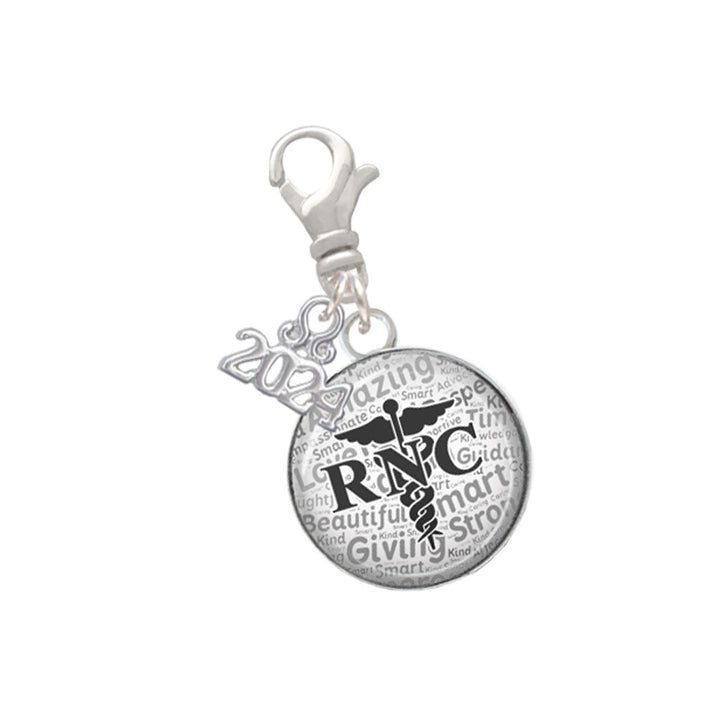 Delight Jewelry Silvertone Domed RNC Clip on Charm with Year 2024 Image 1