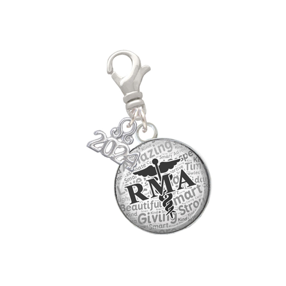 Delight Jewelry Silvertone Domed RMA Clip on Charm with Year 2024 Image 1
