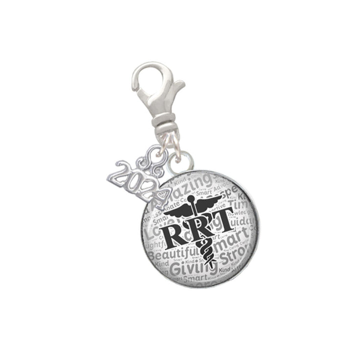 Delight Jewelry Silvertone Domed RRT Clip on Charm with Year 2024 Image 1