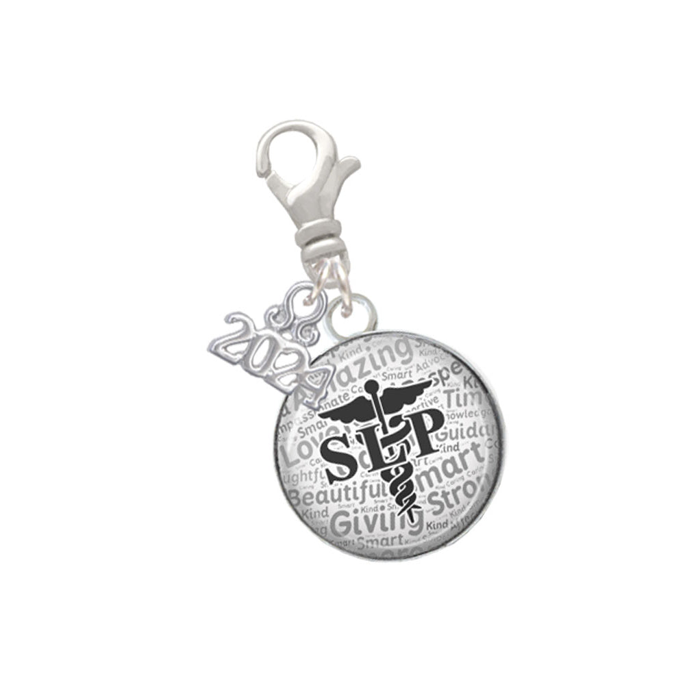 Delight Jewelry Silvertone Domed SLP Clip on Charm with Year 2024 Image 1