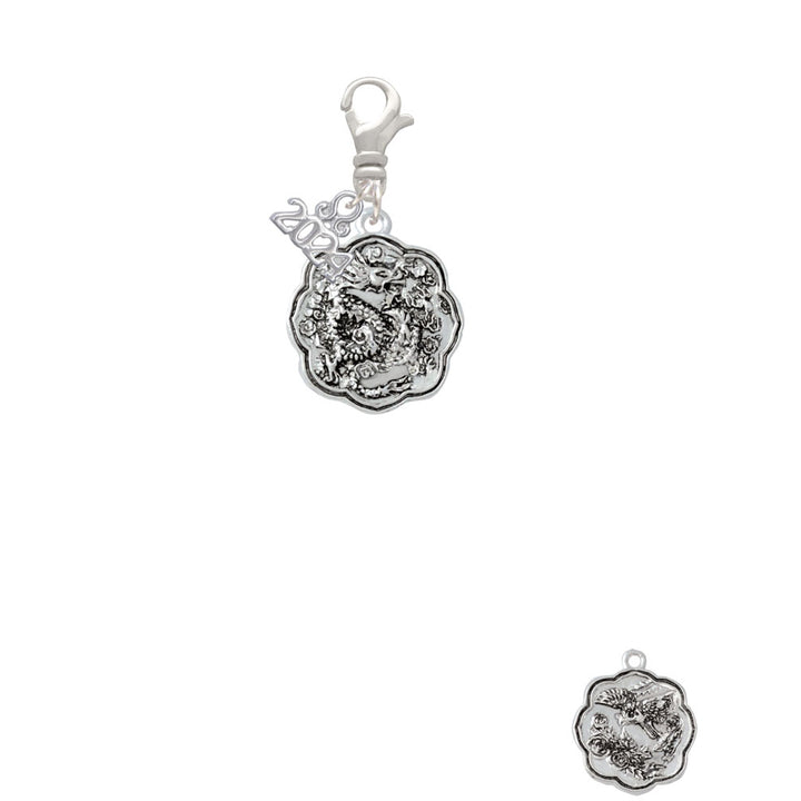 Delight Jewelry Dragon and Phoenix Medallion Clip on Charm with Year 2024 Image 2