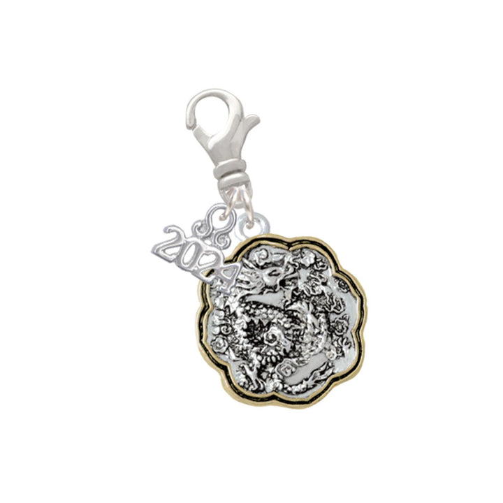 Delight Jewelry Dragon and Phoenix Medallion Clip on Charm with Year 2024 Image 1