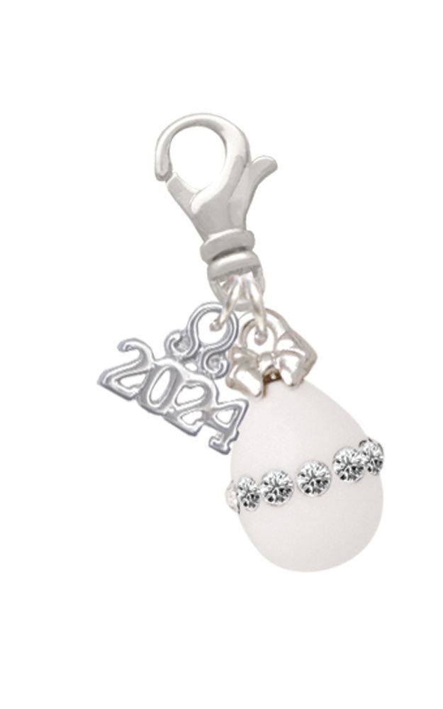 Delight Jewelry Easter Egg with Crystal Band Clip on Charm with Year 2024 Image 1