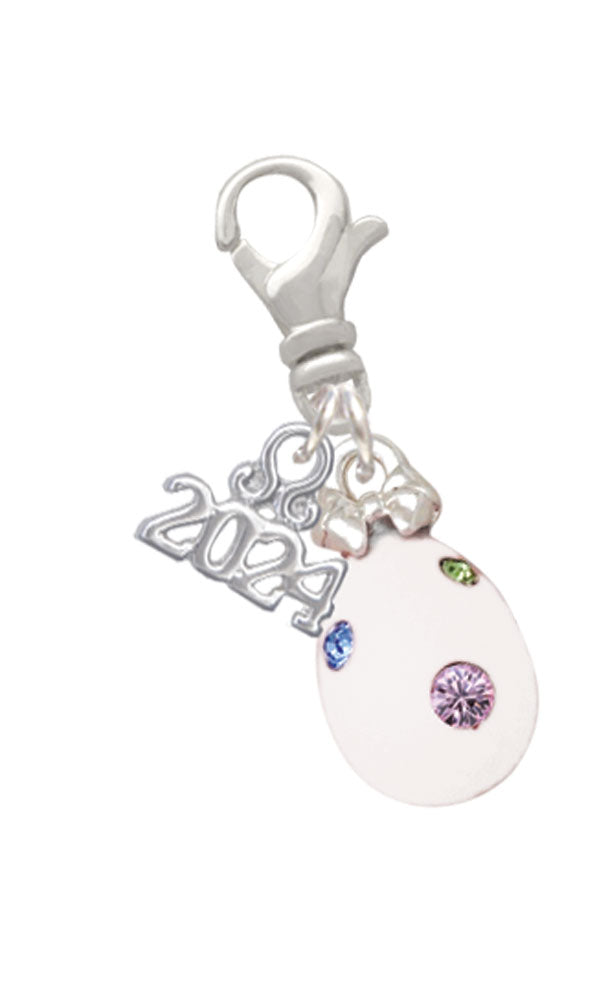 Delight Jewelry Easter Egg with Color Crystal Dots Clip on Charm with Year 2024 Image 1