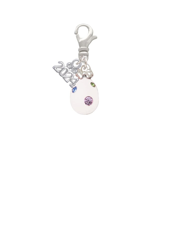 Delight Jewelry Easter Egg with Color Crystal Dots Clip on Charm with Year 2024 Image 2