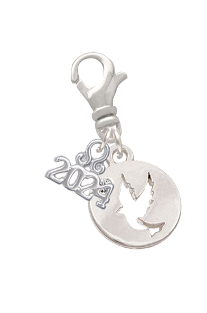Delight Jewelry Plated Dove Disc Clip on Charm with Year 2024 Image 1