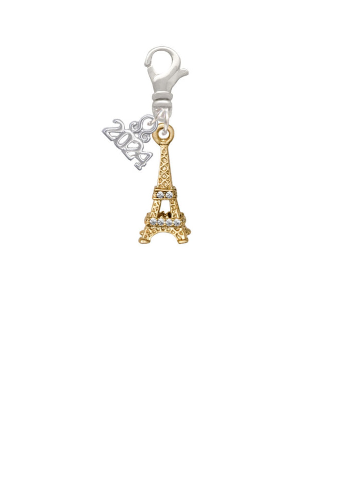 Delight Jewelry Crystal Eiffel Tower Clip on Charm with Year 2024 Image 2