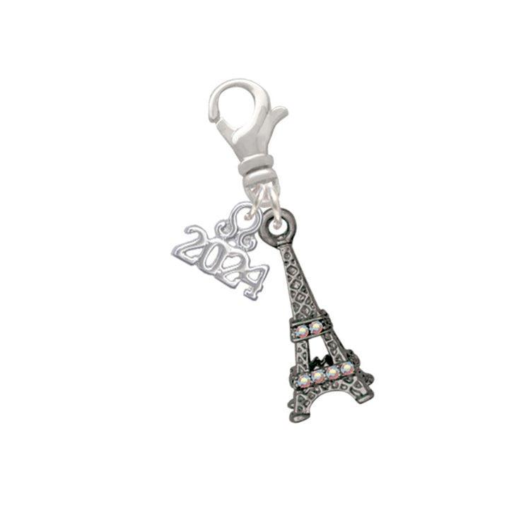 Delight Jewelry Crystal Eiffel Tower Clip on Charm with Year 2024 Image 4