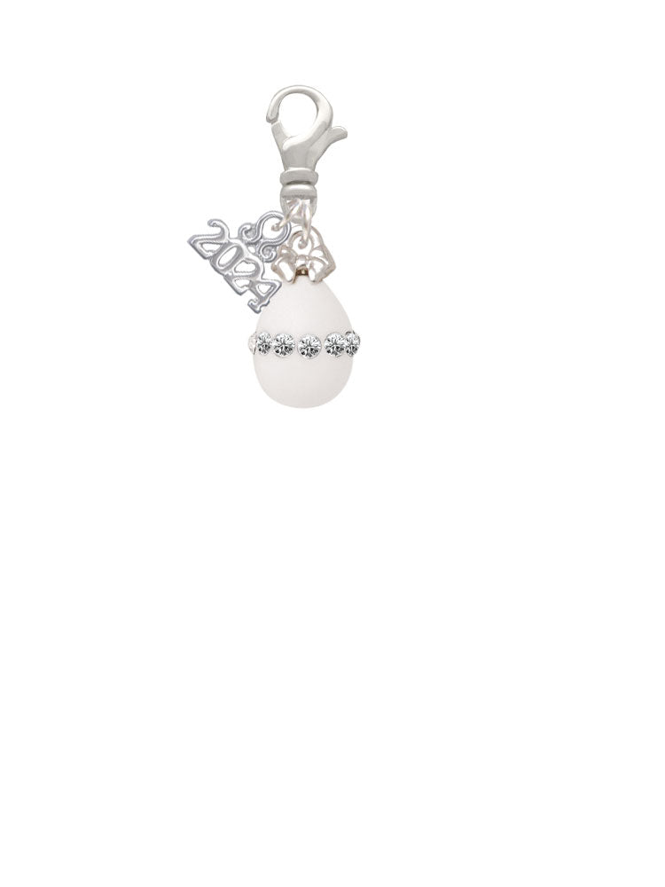 Delight Jewelry Easter Egg with Crystal Band Clip on Charm with Year 2024 Image 2
