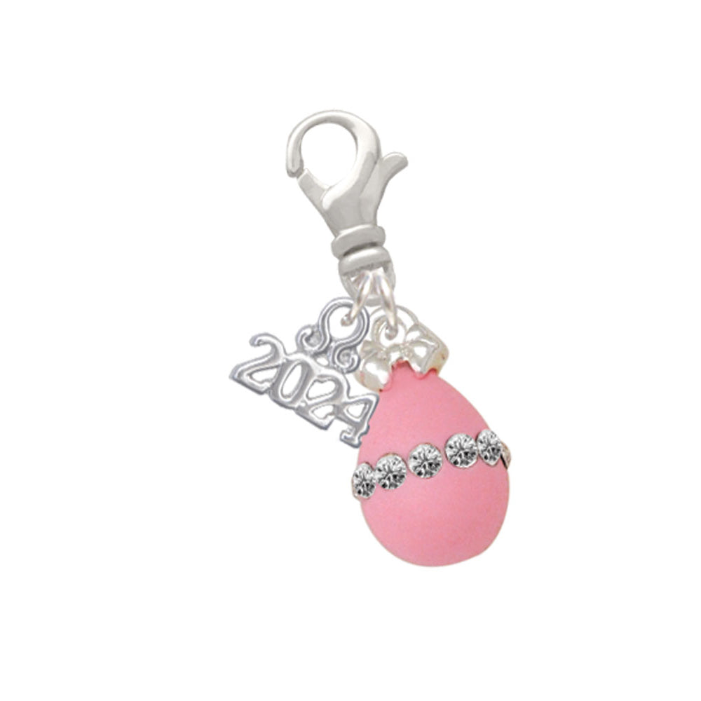 Delight Jewelry Easter Egg with Crystal Band Clip on Charm with Year 2024 Image 4