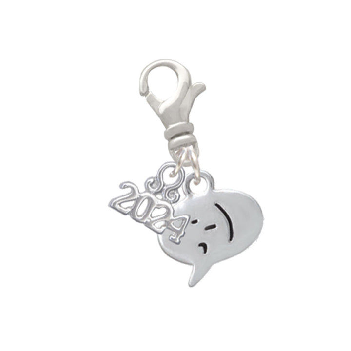 Delight Jewelry Silvertone Emoticon - Clip on Charm with Year 2024 Image 4