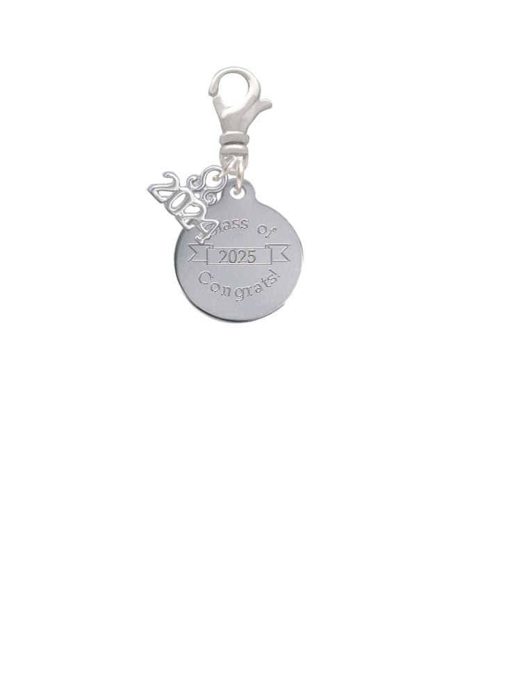 Delight Jewelry Stainless Steel Disc Class of Clip on Charm with Year 2024 Image 2