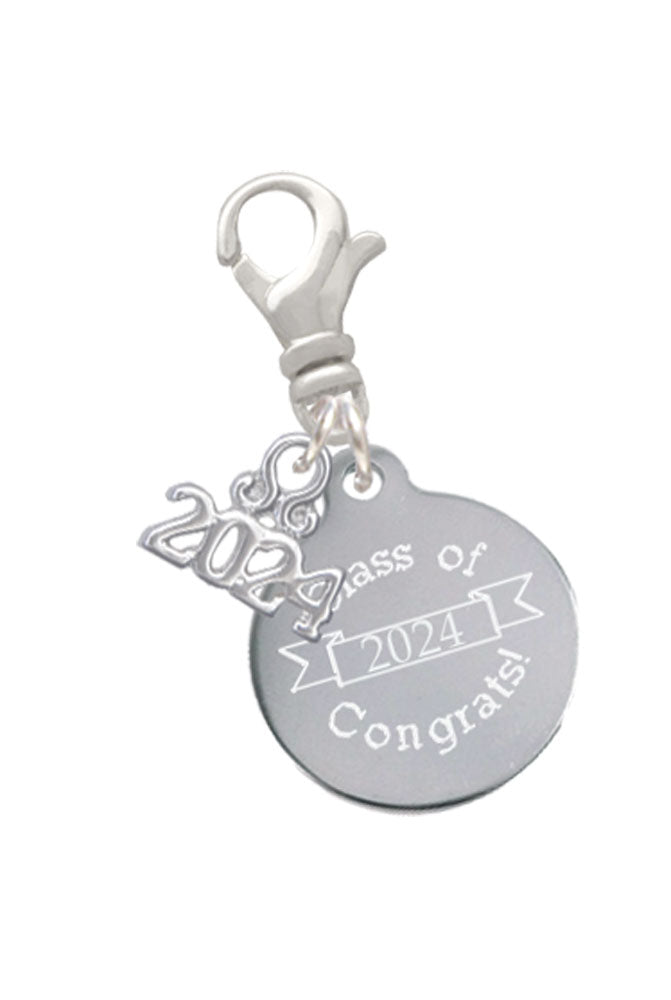 Delight Jewelry Stainless Steel Disc Class of Clip on Charm with Year 2024 Image 4