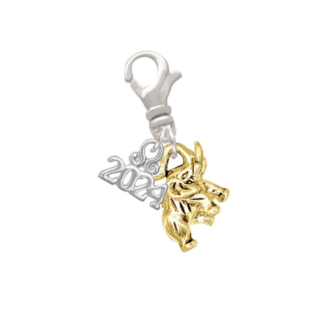 Delight Jewelry Mini 3-D Elephant Clip on Charm with Year 2024 Image 1