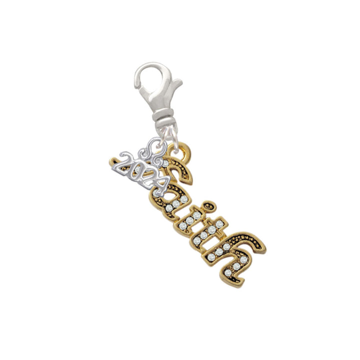 Delight Jewelry Crystal Script Faith Clip on Charm with Year 2024 Image 1
