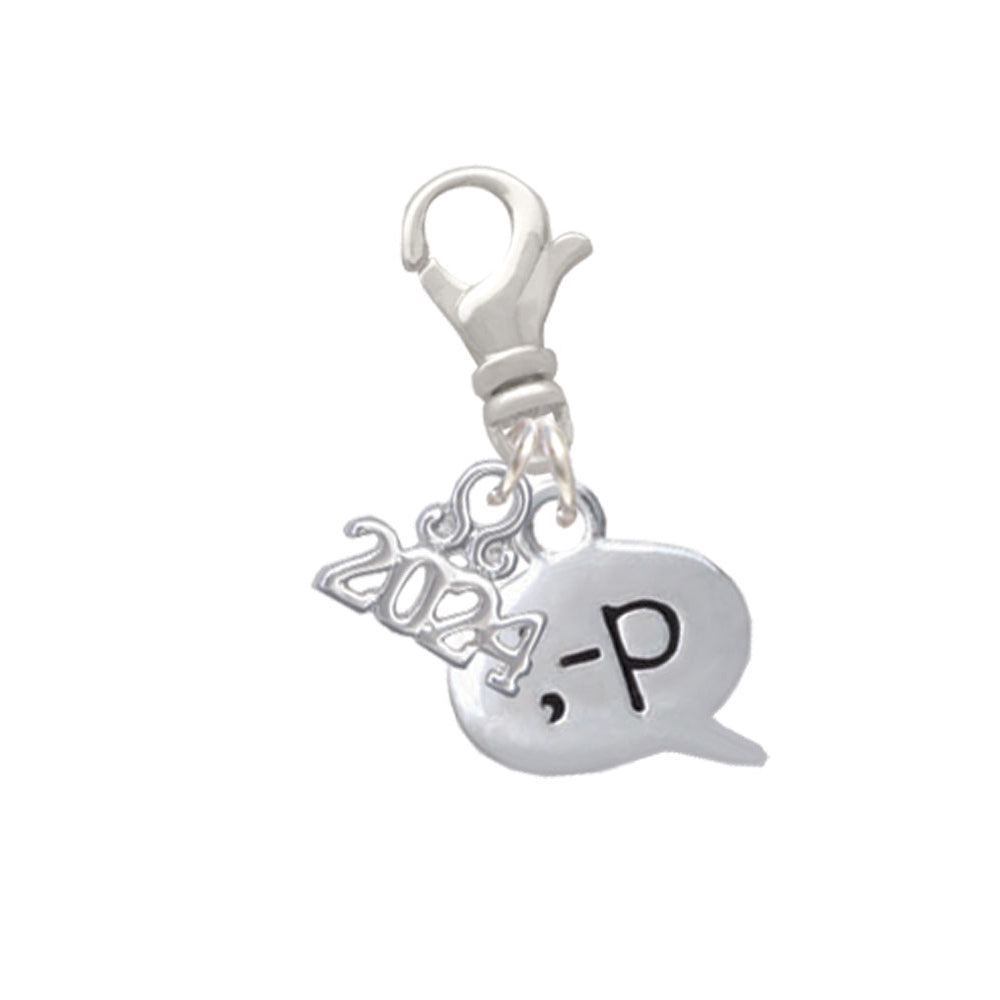 Delight Jewelry Silvertone Emoticon - Clip on Charm with Year 2024 Image 6