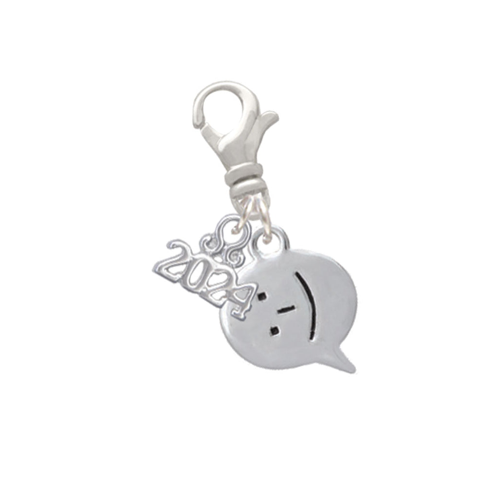 Delight Jewelry Silvertone Emoticon - Clip on Charm with Year 2024 Image 7