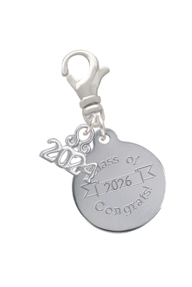 Delight Jewelry Stainless Steel Disc Class of Clip on Charm with Year 2024 Image 6