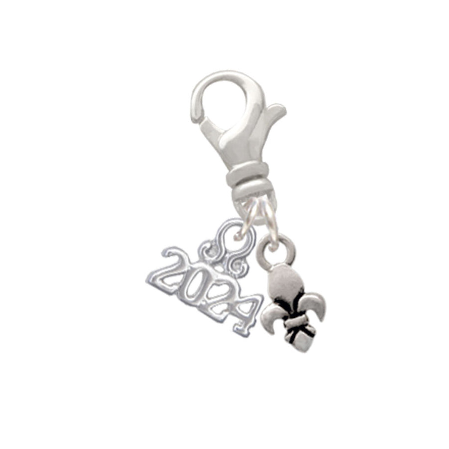 Delight Jewelry Plated Mini Fleur de Lis Clip on Charm with Year 2024 Image 1