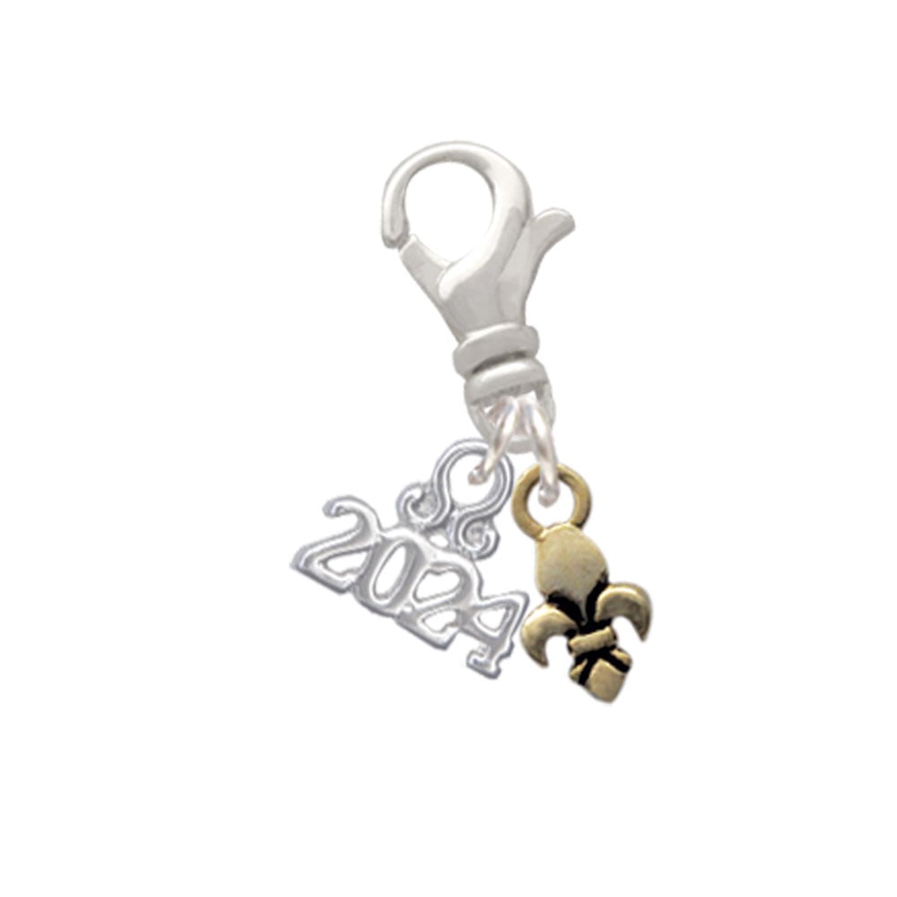 Delight Jewelry Plated Mini Fleur de Lis Clip on Charm with Year 2024 Image 1