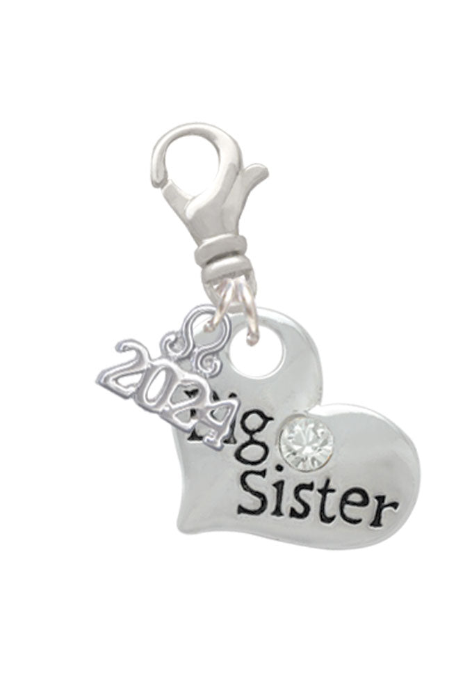 Delight Jewelry Silvertone Large Family Heart with Crystal Clip on Charm with Year 2024 Image 1