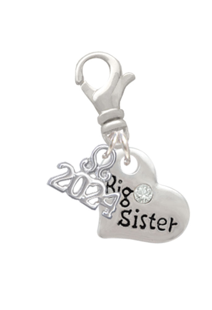 Delight Jewelry Silvertone Small Family Heart with Clear Crystal Clip on Charm with Year 2024 Image 1