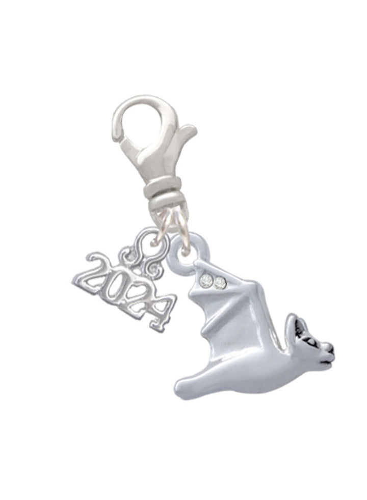 Delight Jewelry 3-D Flying Bat with Crystals Clip on Charm with Year 2024 Image 1