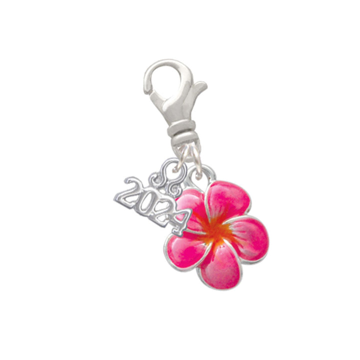 Delight Jewelry Silvertone Enamel Flower Clip on Charm with Year 2024 Image 1