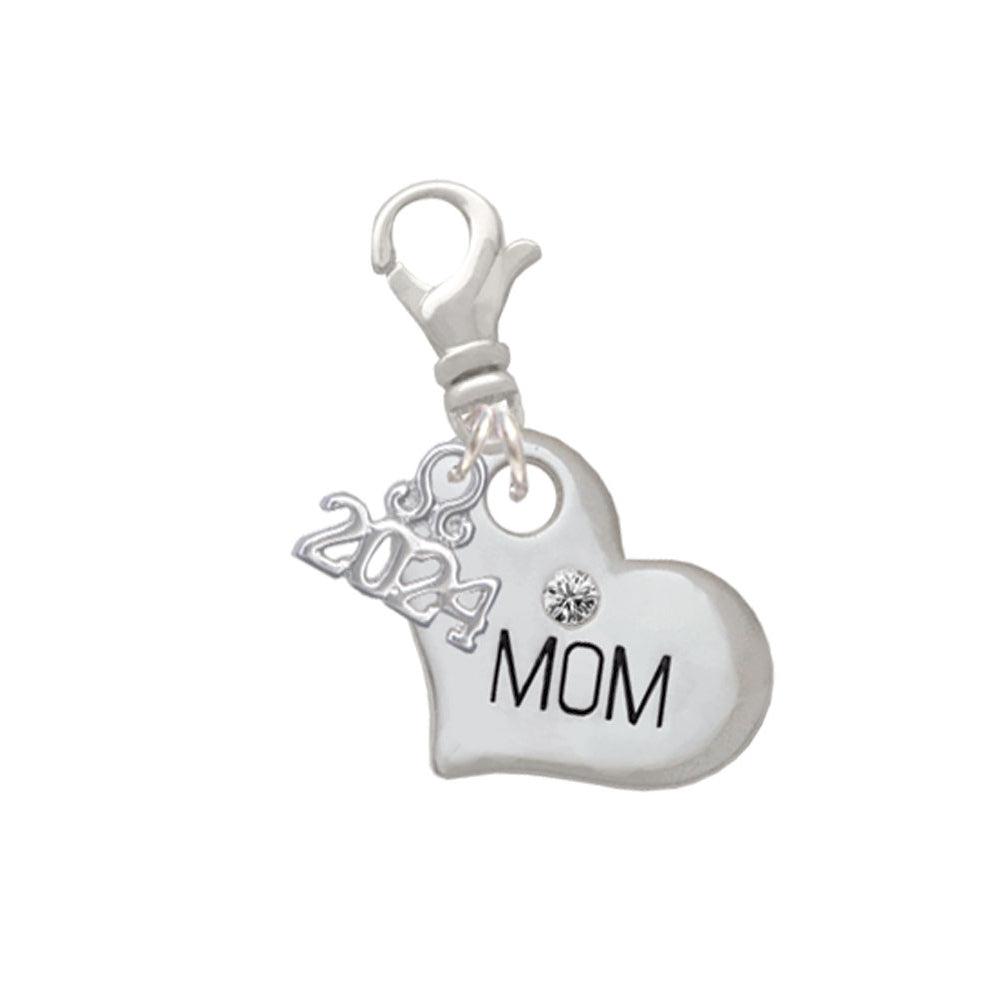 Delight Jewelry Silvertone Large Family Heart with Crystal Clip on Charm with Year 2024 Image 6