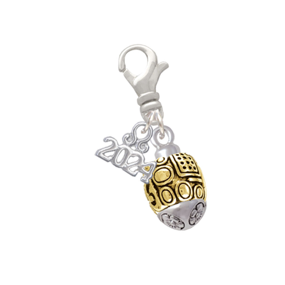 Delight Jewelry Plated Fancy Geometric Pattern Spinner Clip on Charm with Year 2024 Image 4