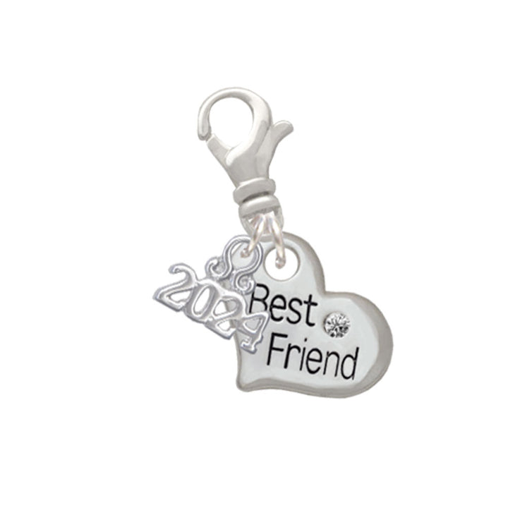 Delight Jewelry Silvertone Small Family Heart with Clear Crystal Clip on Charm with Year 2024 Image 10