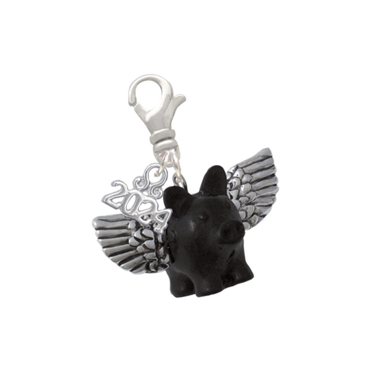 Delight Jewelry Flying Pig with Wings Clip on Charm with Year 2024 Image 4