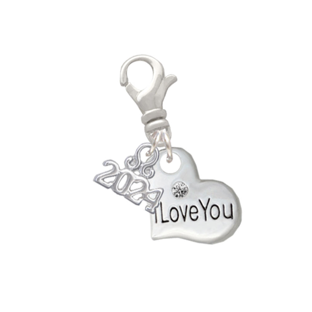 Delight Jewelry Silvertone Small Family Heart with Clear Crystal Clip on Charm with Year 2024 Image 12