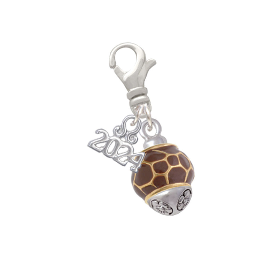 Delight Jewelry Giraffe Print Spinner Clip on Charm with Year 2024 Image 1