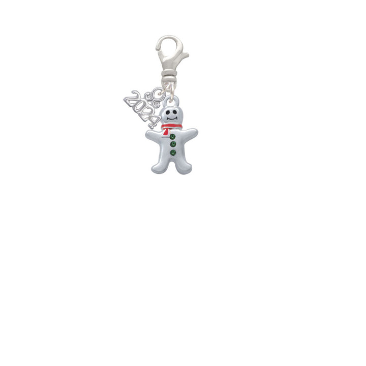 Delight Jewelry Gingerbread Man with Scarf Clip on Charm with Year 2024 Image 2
