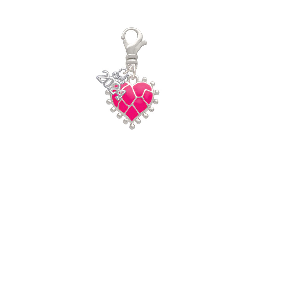 Delight Jewelry Plated Enamel Giraffe Print Heart Clip on Charm with Year 2024 Image 2