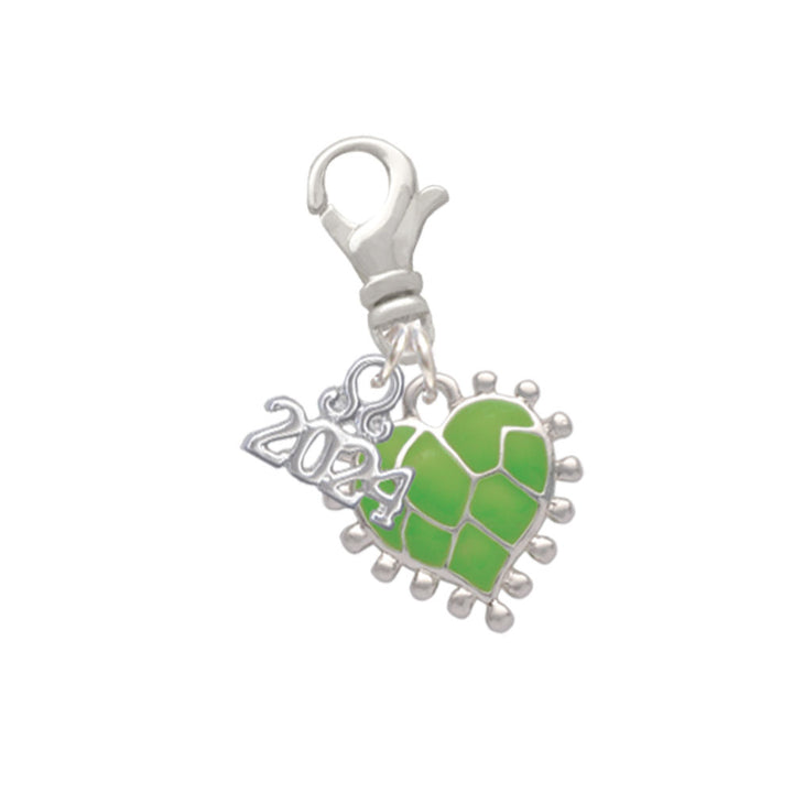 Delight Jewelry Plated Enamel Giraffe Print Heart Clip on Charm with Year 2024 Image 6