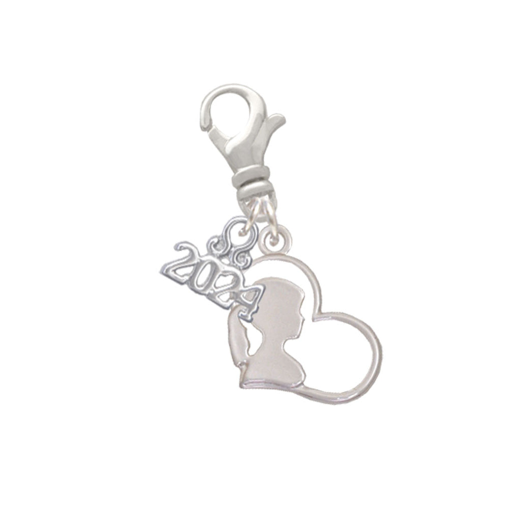 Delight Jewelry Girl Silhouette in Heart Clip on Charm with Year 2024 Image 1