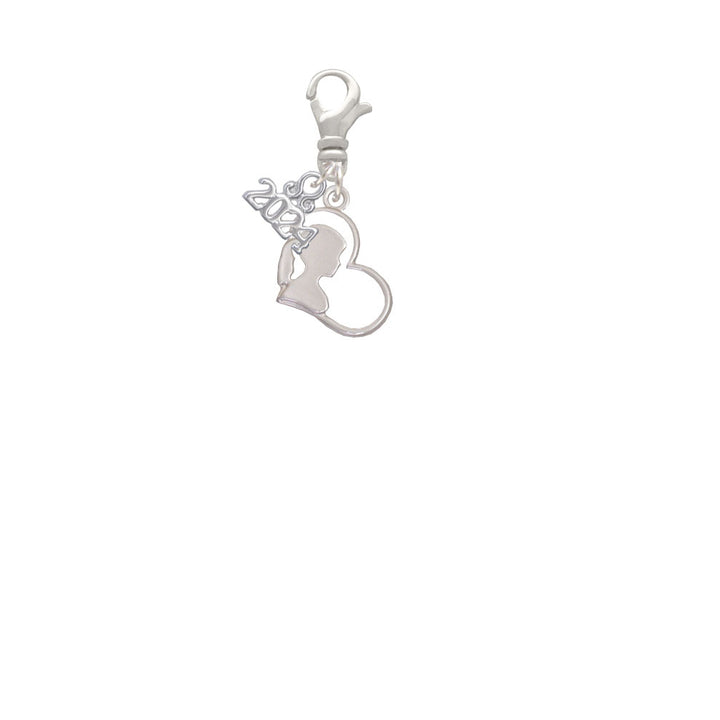Delight Jewelry Girl Silhouette in Heart Clip on Charm with Year 2024 Image 2