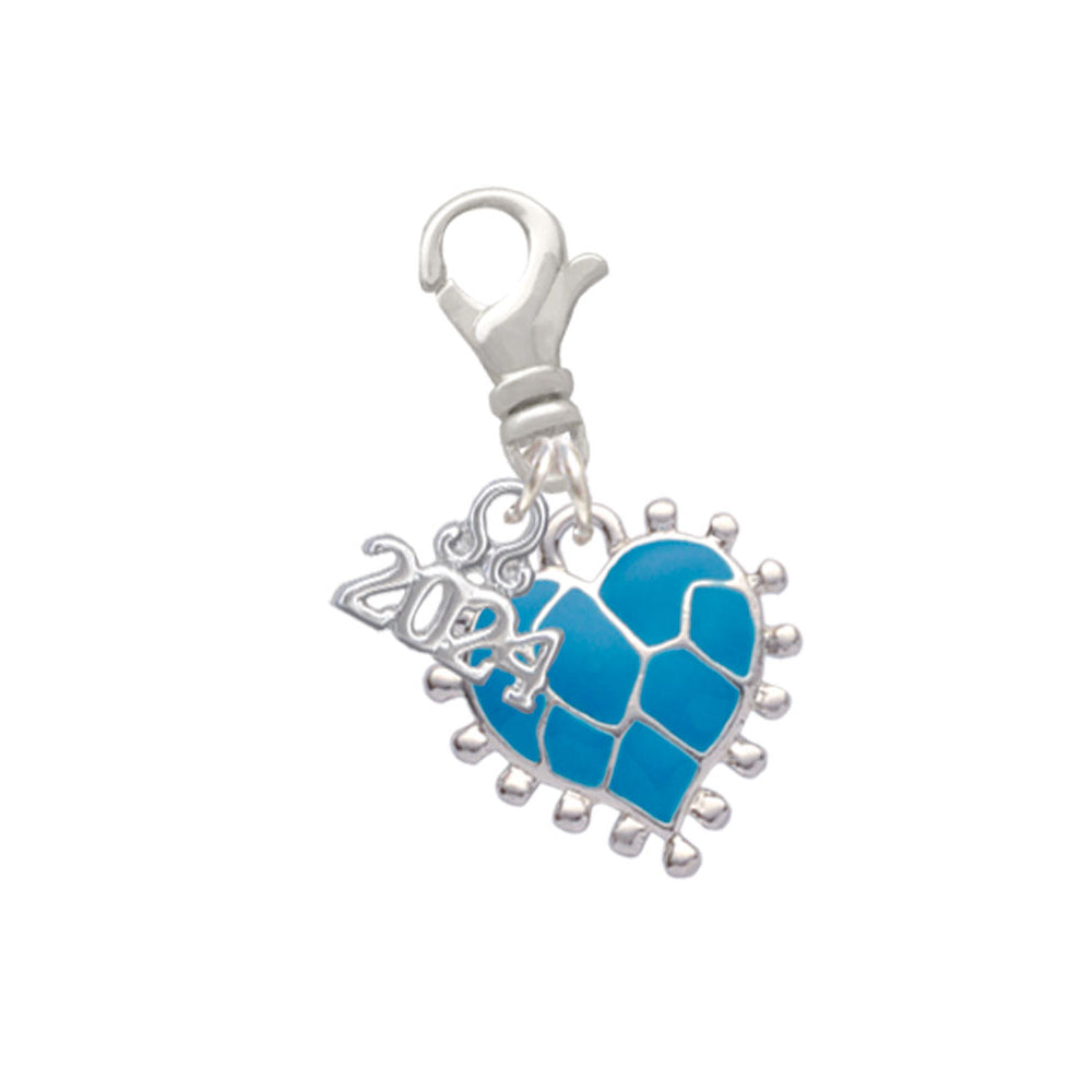 Delight Jewelry Plated Enamel Giraffe Print Heart Clip on Charm with Year 2024 Image 1