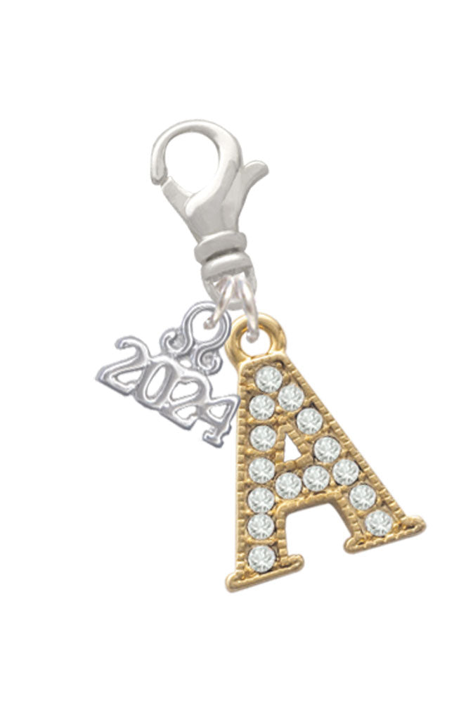 Delight Jewelry Goldtone Crystal Initial - Clip on Charm with Year 2024 Image 1