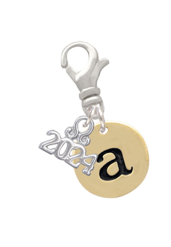 Delight Jewelry Goldtone Disc 1/2 Initial - Clip on Charm with Year 2024 Image 1