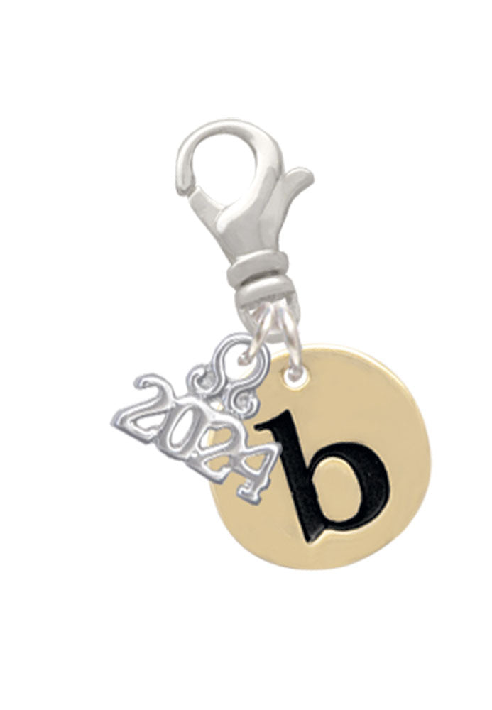 Delight Jewelry Goldtone Disc 1/2 Initial - Clip on Charm with Year 2024 Image 2