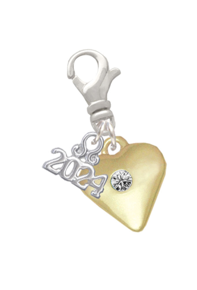Delight Jewelry Goldtone Large Birthday Month Crystal Heart Clip on Charm with Year 2024 Image 4