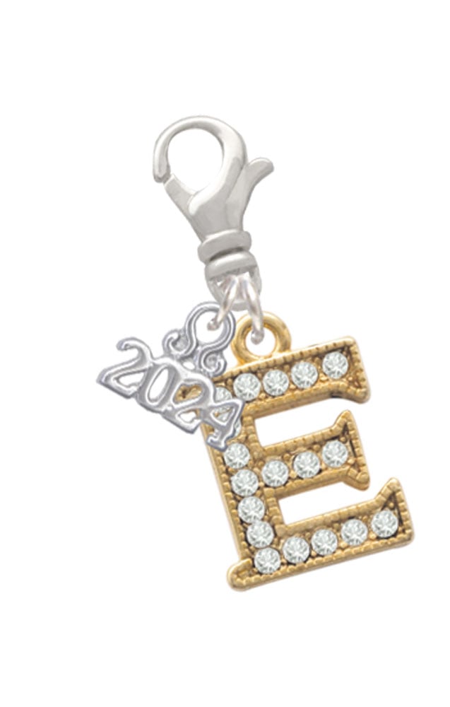 Delight Jewelry Goldtone Crystal Initial - Clip on Charm with Year 2024 Image 1