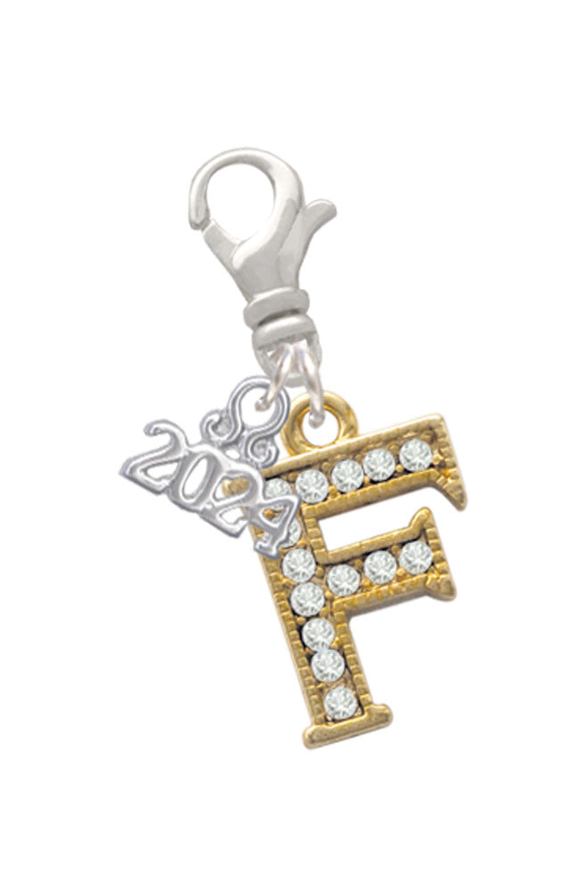 Delight Jewelry Goldtone Crystal Initial - Clip on Charm with Year 2024 Image 6
