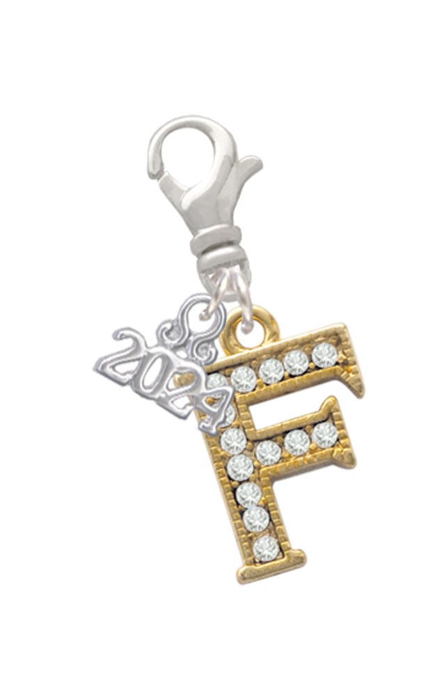 Delight Jewelry Goldtone Crystal Initial - Clip on Charm with Year 2024 Image 1