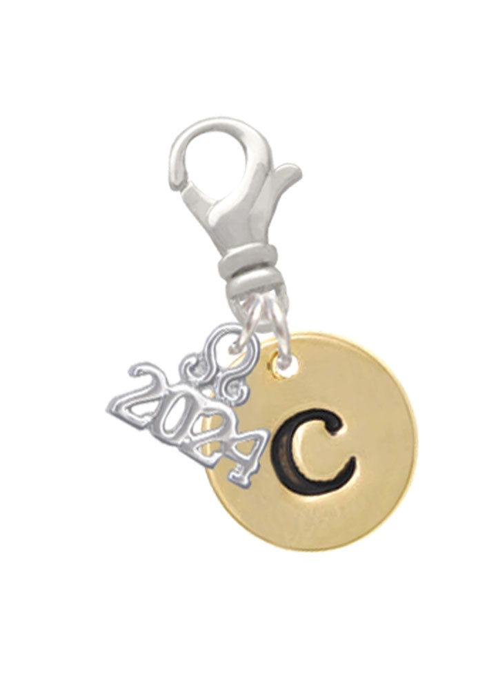 Delight Jewelry Goldtone Disc 1/2 Initial - Clip on Charm with Year 2024 Image 3